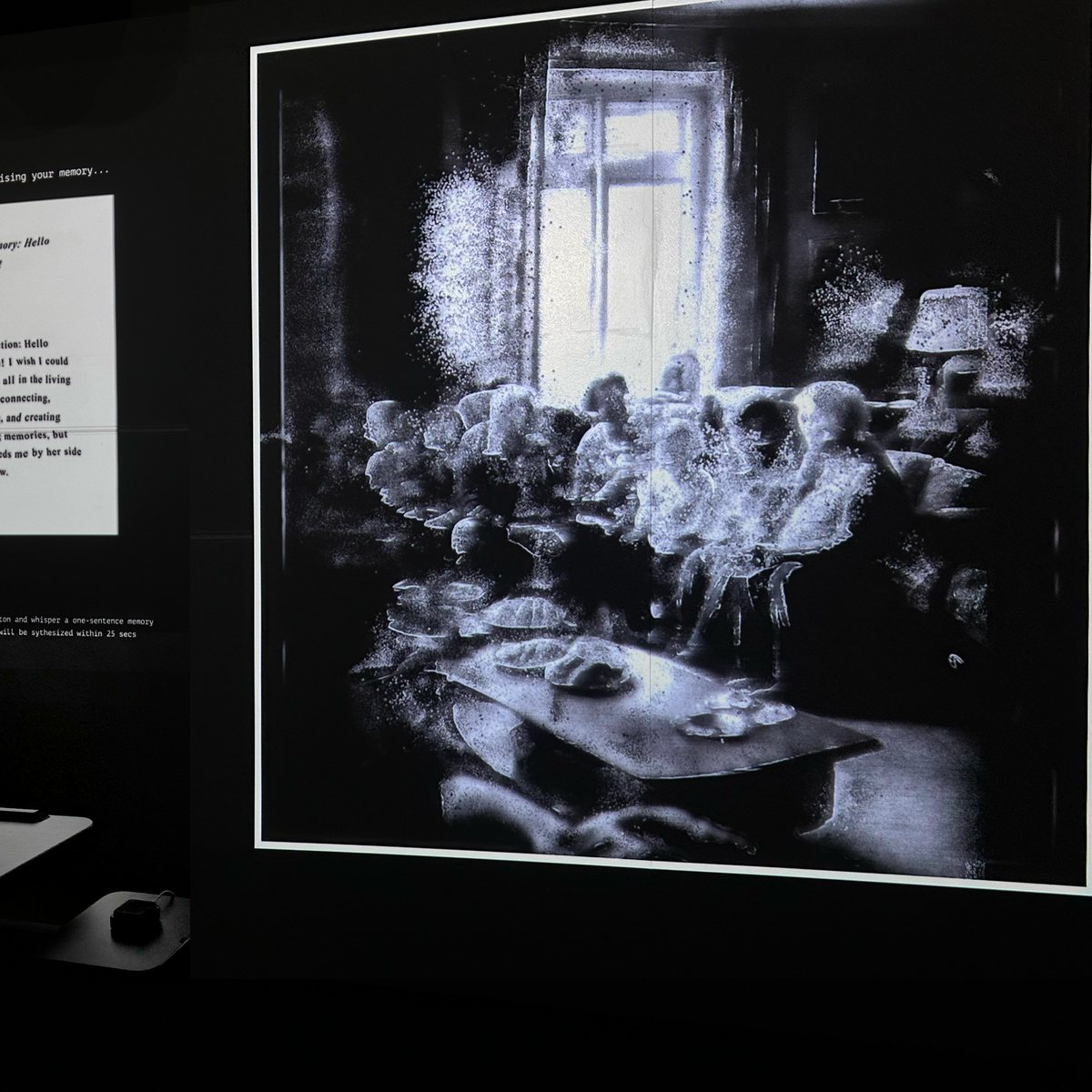A generated memory printed on the gallery wall